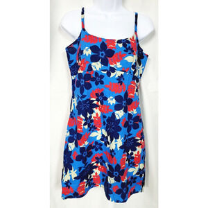 AGREA BLUES Blue 100% Cotton Floral Halter Dress Size Large Juniors